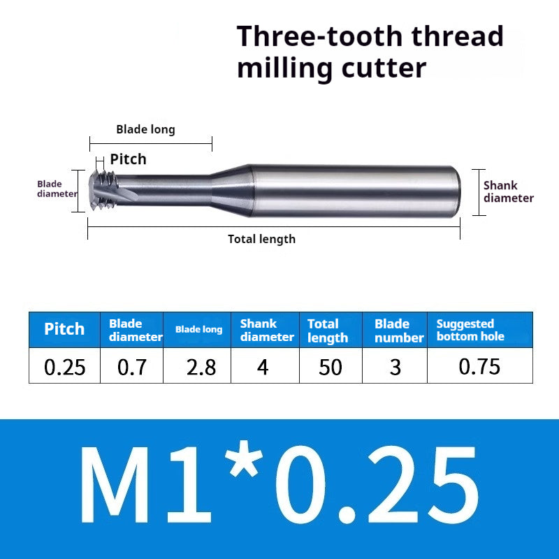 2034-65° three-tooth thread milling cutter, tungsten steel alloy end mill, tooth milling cutter, three-edged coating, M2M3M4M6 CNC cutter Shandong Denso Pricision Tools Co.,Ltd.